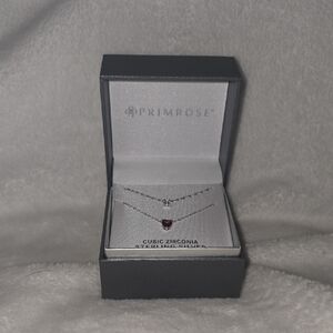 Silver and Red Heart PrimRose Necklace